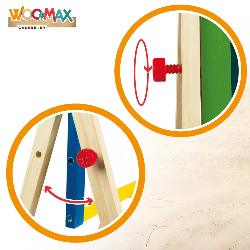 Pizarra Doble de Madera WOOMAX, Caballete 40x36,5x68 Cm, Multicolor