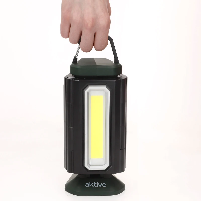 Foco LED Exterior Aktive Triple 1500 Lúmenes con Base Imantada y Powerbank, 10x10x20 Cm, Negro