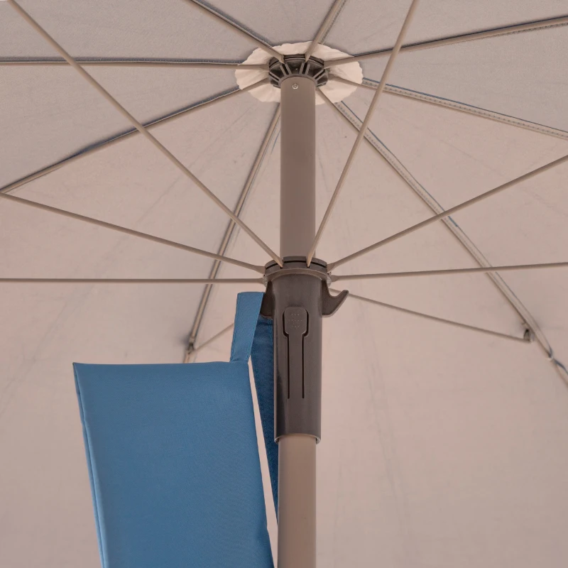 Sombrilla Playa UV50 Reclinable 8 Varillas, 220 Cm, Azul
