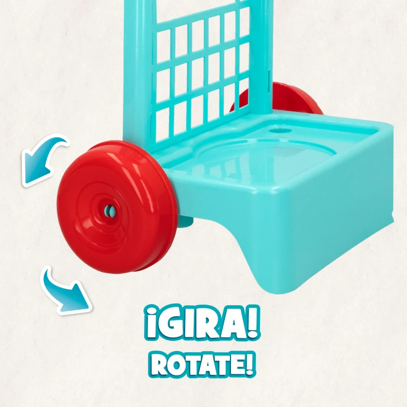 Carrito de Limpieza My Home Colors con 5 Piezas, 30,5x19,5x55,5 Cm, Azul, Rojo, Verde y Amarillo