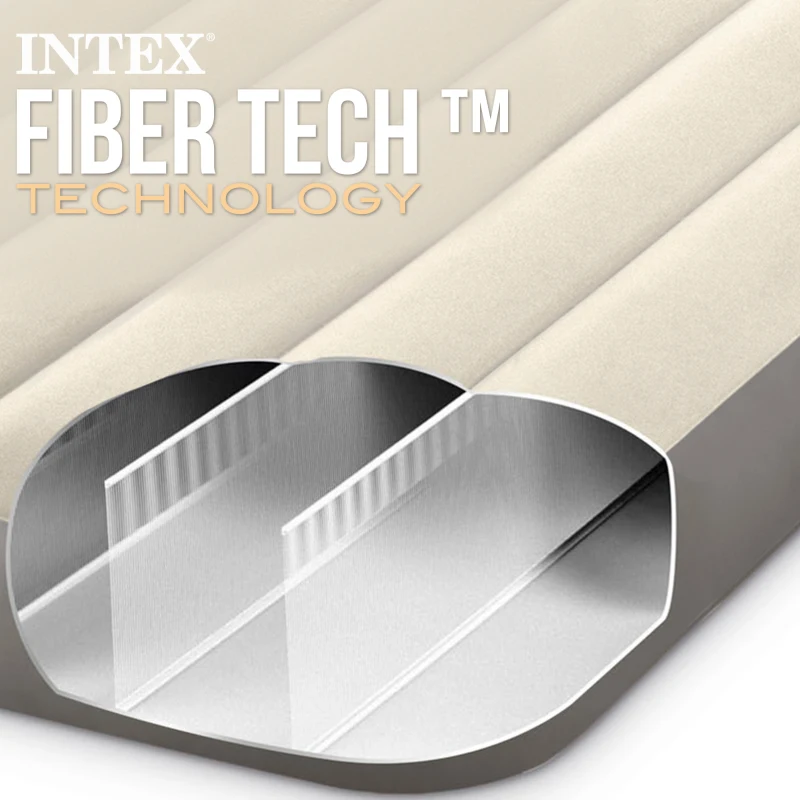 Colchón Hinchable Doble Fiber-Tech, 152x203x25 Cm, Crema
