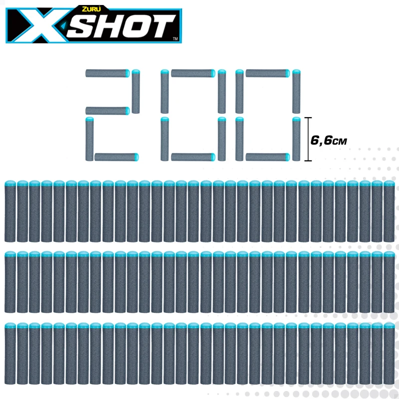 Dardos de Gomaespuma X-Shot Pack 200 Unidades, 16,5x9,5x24,5 Cm, Multicolor