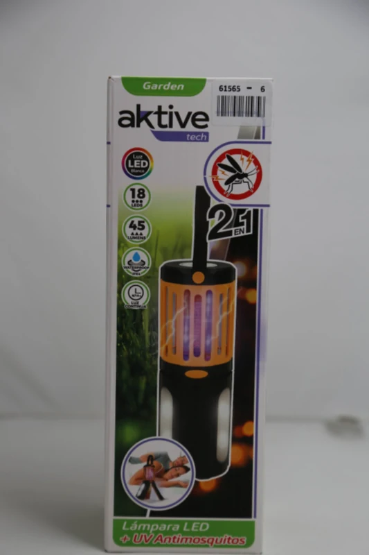 Lámpara Antimosquitos LED 2 en 1 Portátil 18 LED 45 Lúmenes 8x8x23 Cm, Amarillo y Negro