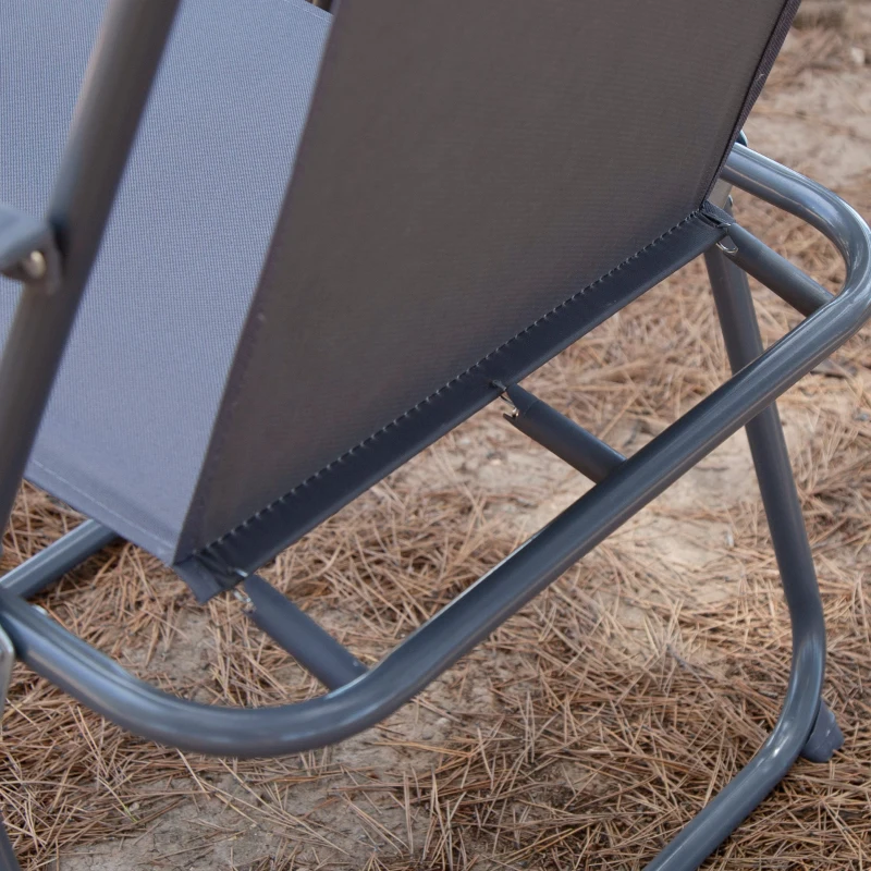 Silla Plegable de Camping con Topes Antivuelco, 53x5x81 Cm, Gris