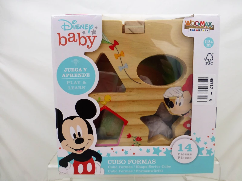 Cubo Encajable de Madera Disney, 13 Bloques, 15x15x15 Cm, Multicolor