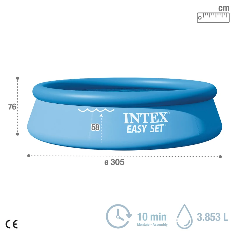 Piscina Hinchable Intex Easy Set Capacidad 3.853 L 305x305x76 Cm, Azul