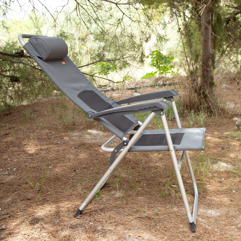 Silla Plegable Jardín Aktive Reclinable 6 Posiciones, 58x11x94 Cm, Gris
