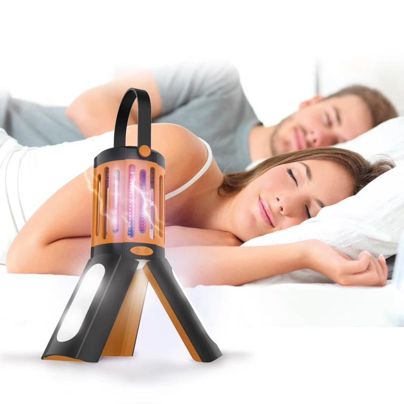 Lámpara Antimosquitos LED 2 en 1 Portátil 18 LED 45 Lúmenes 8x8x23 Cm, Amarillo y Negro