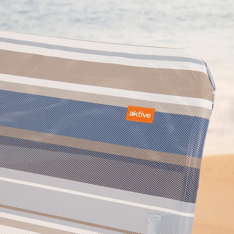 Silla de Playa Plegable Baja 5 Posiciones, 47x50x85 Cm, Azul y Gris