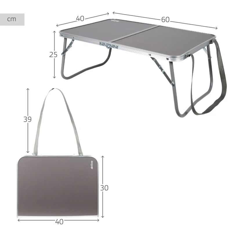 Mesa Plegable Camping Portátil, 60x40x25 Cm, Antracita