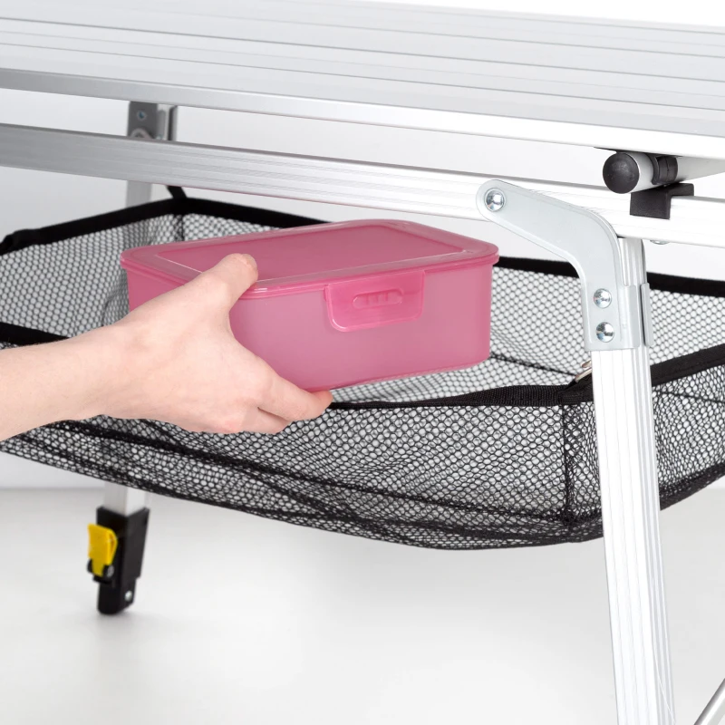 Mesa Plegable Camping Aktive Antideslizante y Ajustable, 19,5x14x93,5 Cm, Plata