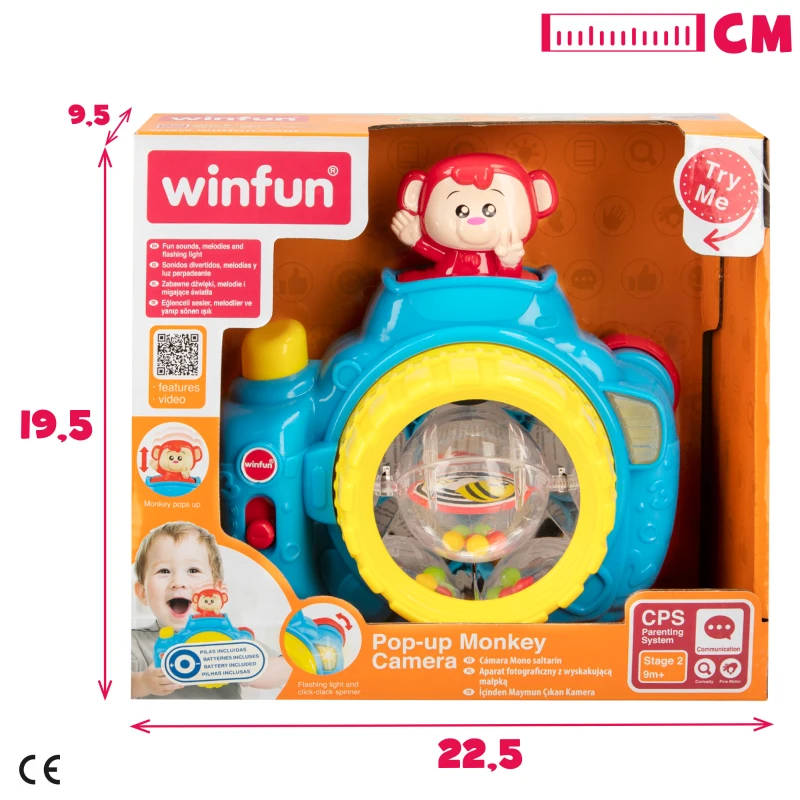 Cámara de Juguete Interactiva Winfun con Luz y Sonido, 21,5x9,5x19 Cm, Multicolor
