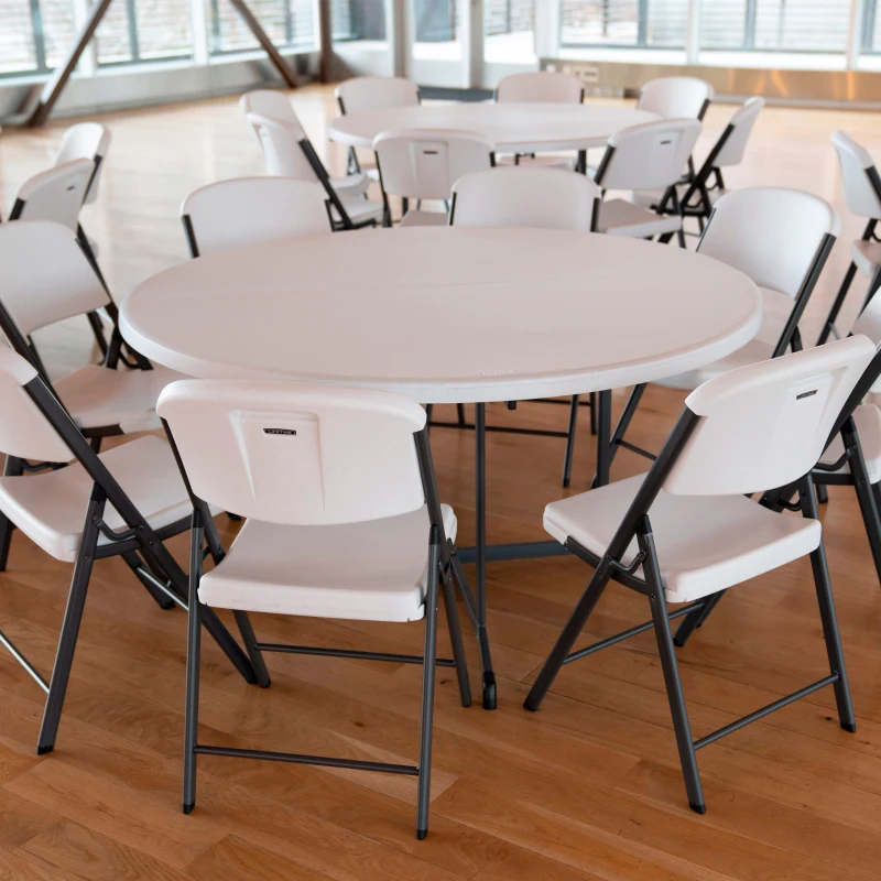 Mesa Redonda Plegable Lifetime, Tablero Polietileno 45 Mm, 152x152x75,5 Cm, Blanco