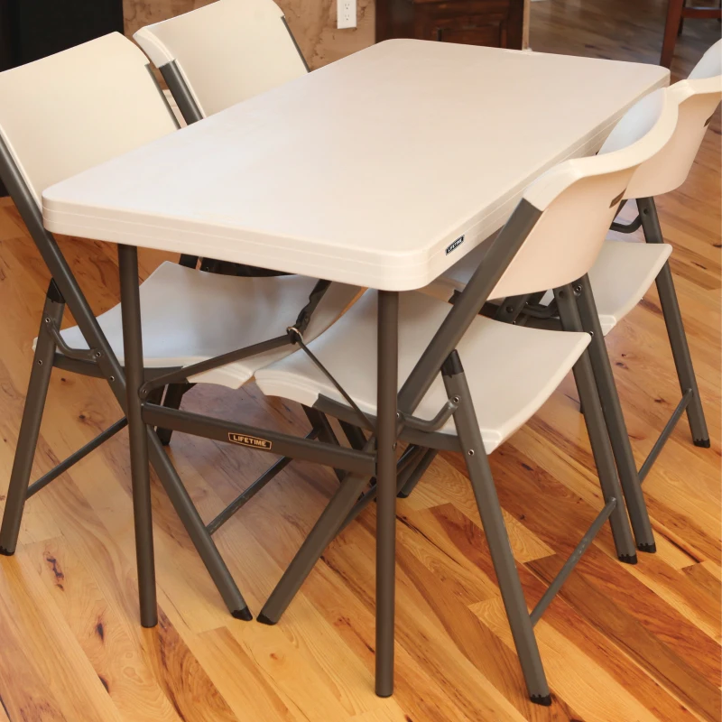 Mesa Plegable Rectangular Ultrarresistente con Tablero 54 Mm, 122x61x74 Cm, Crema