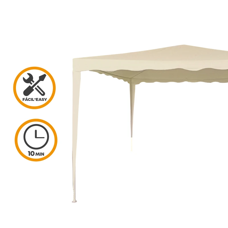 Cenador Desmontable Aktive Estructura Acero Lona 160 Gr/m2, 300x300x250 Cm, Crema