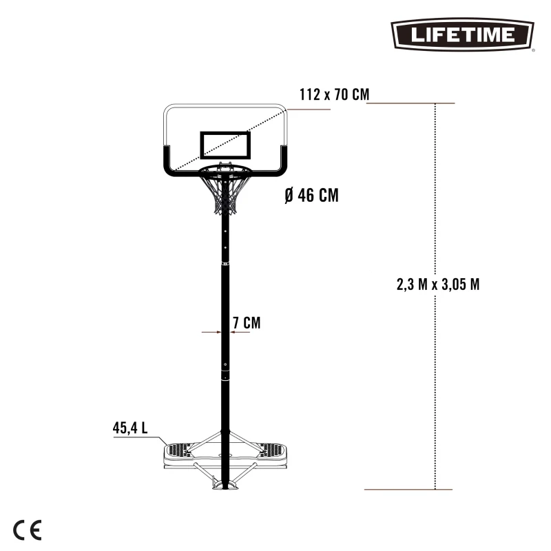Canasta de Baloncesto Ultrarresistente Altura Regulable 229-305 Cm, Negro