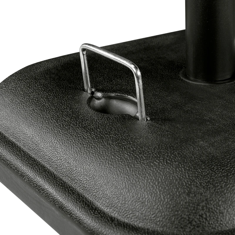 Base Cuadrada para Sombrilla Ajustable Ø38/48 Mm con Asas, 48x48x34 Cm, Negro