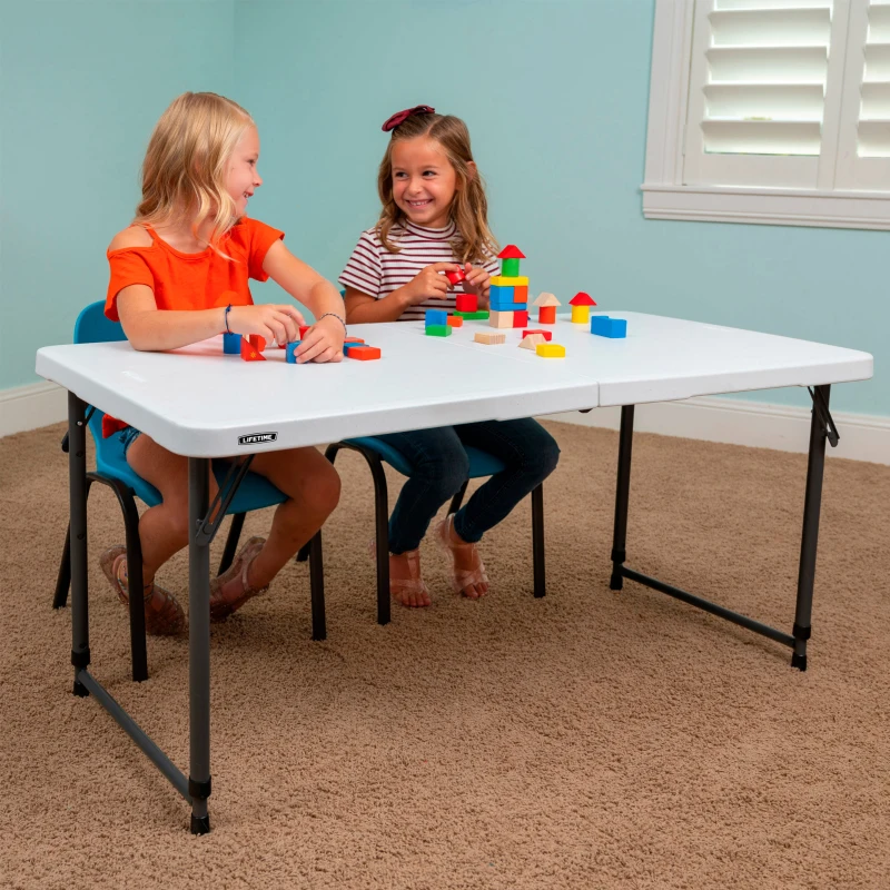 Mesa Plegable Regulable 4 Alturas, 122x61x56-91 Cm, Blanco