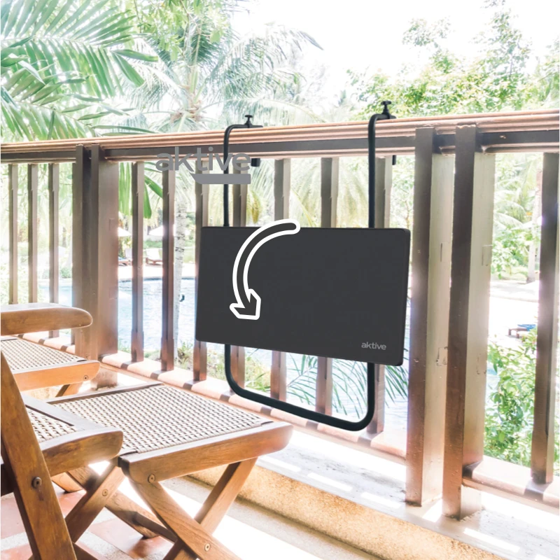 Mesa Plegable Colgante para Balcón, Multiposición, 60x40x60-66,5 Cm, Antracita