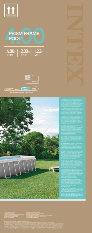 Piscina Desmontable Rectangular Prism Frame con Depuradora, 400x200x122 Cm, Gris Claro