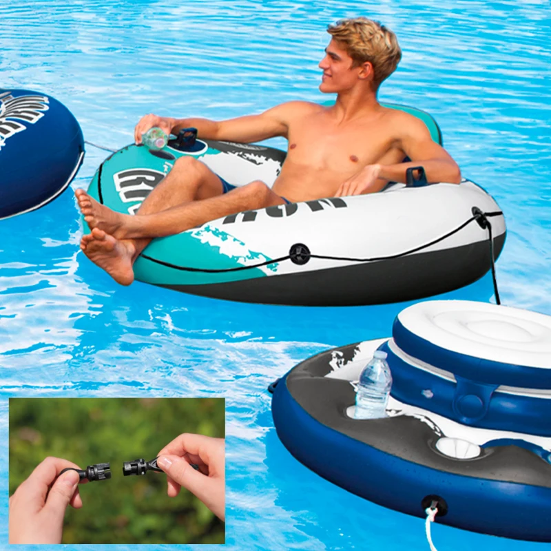 Flotador Rueda Hinchable INTEX con Respaldo, Ø135 Cm, Azul, Blanco y Gris