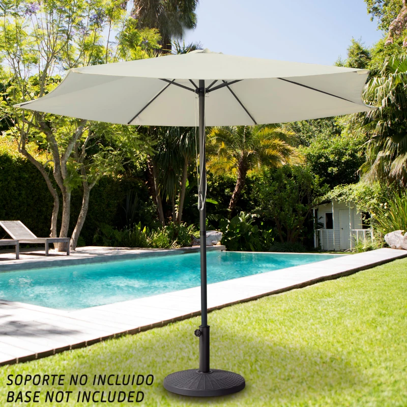 Sombrilla de Jardín Hexagonal con Doble Polea, Ø270 Cm, Crema