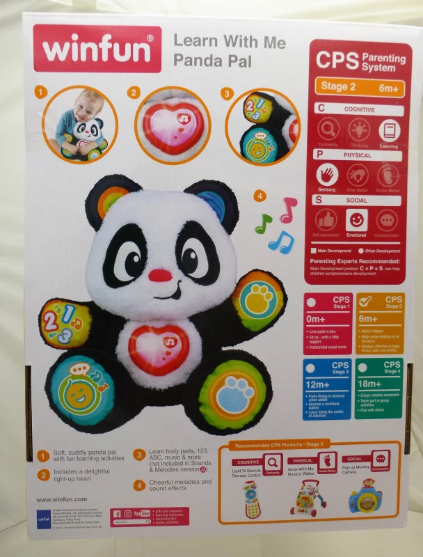 Peluche Oso Panda Interactivo Educativo con Luz y Sonidos, 27x14x33 Cm, Blanco y Negro