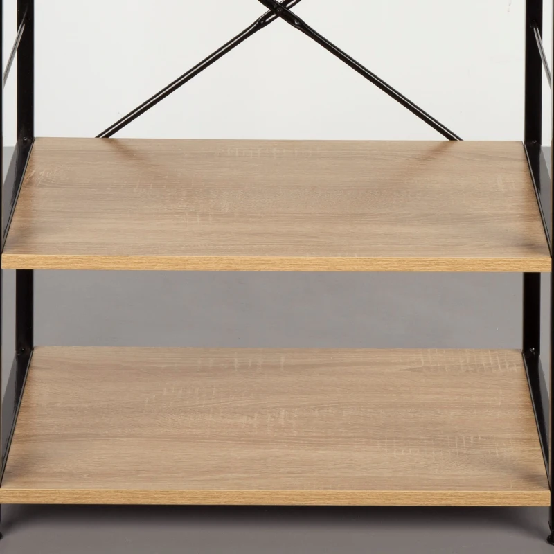 Mueble Auxiliar Cocina Acero y Melamina, 60x40x82 Cm, Roble