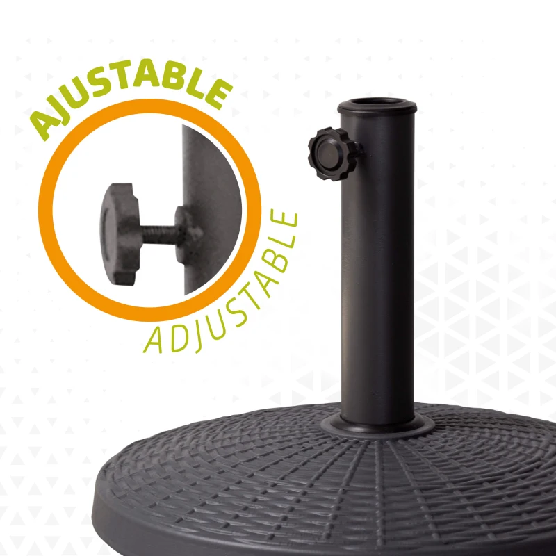 Soporte para Sombrilla Poliresina con Rosca Ajustable para Tubo 38/48 Mm, 44,5x44,5x33,5 Cm, Negro