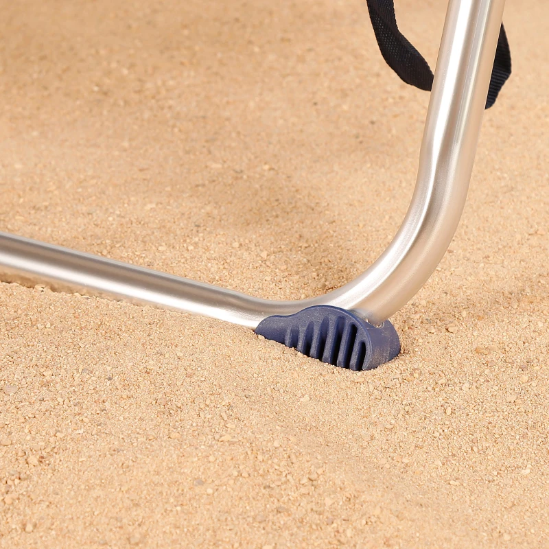 Silla de Playa Plegable Baja 5 Posiciones, 47x50x85 Cm, Azul y Gris