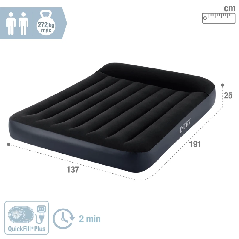 Colchón Hinchable Doble INTEX Dura-Beam Pillow Rest Classic, 137x191x25 Cm, Azul