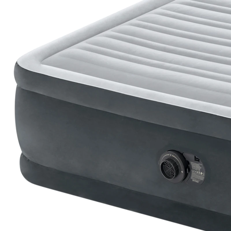 Colchón Hinchable Doble Dura-Beam Deluxe Fiber-Tech con Bomba Eléctrica, 152x203x46 Cm, Gris