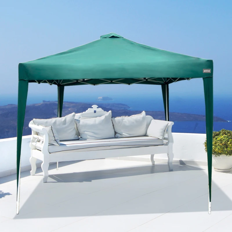 Cenador Plegable Altura Ajustable 300x300x240-250 Cm, Verde