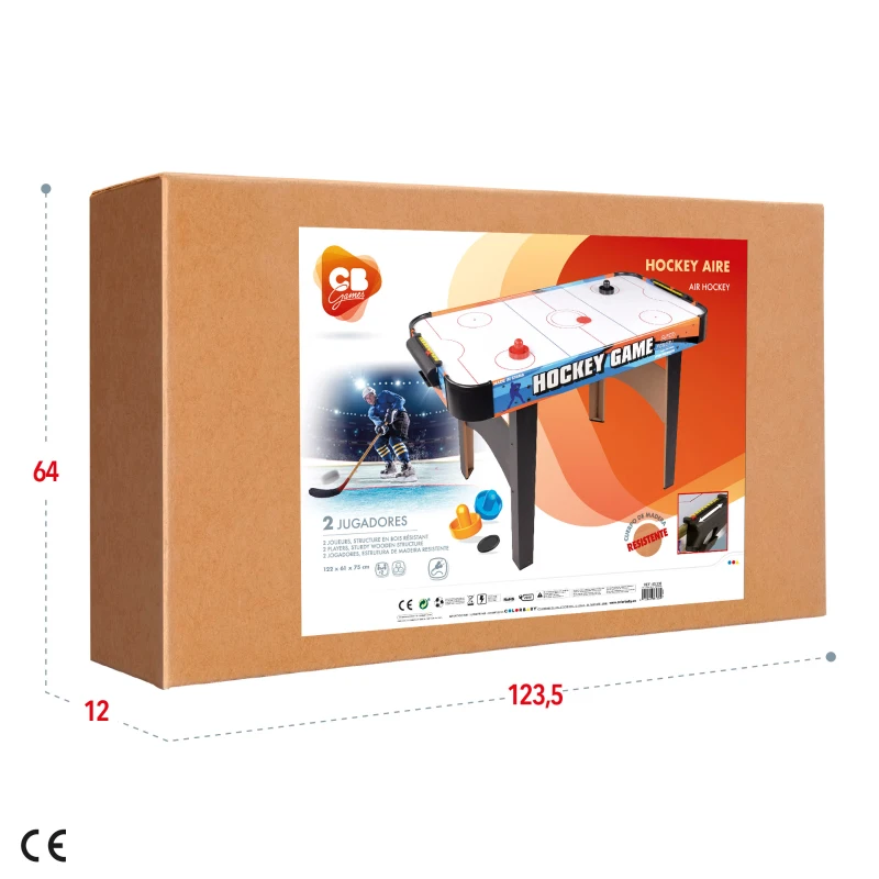 Mesa Air Hockey CB Games con Estructura de Madera, 122x61x75 Cm, Multicolor