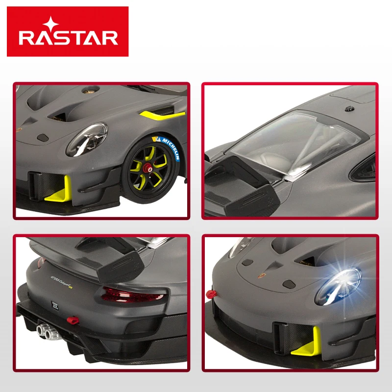 Coche Teledirigido Porsche 911 GT2 RS Clubsport, Escala 1:14, Luces y Puertas, 41x23x17,5 Cm, Gris
