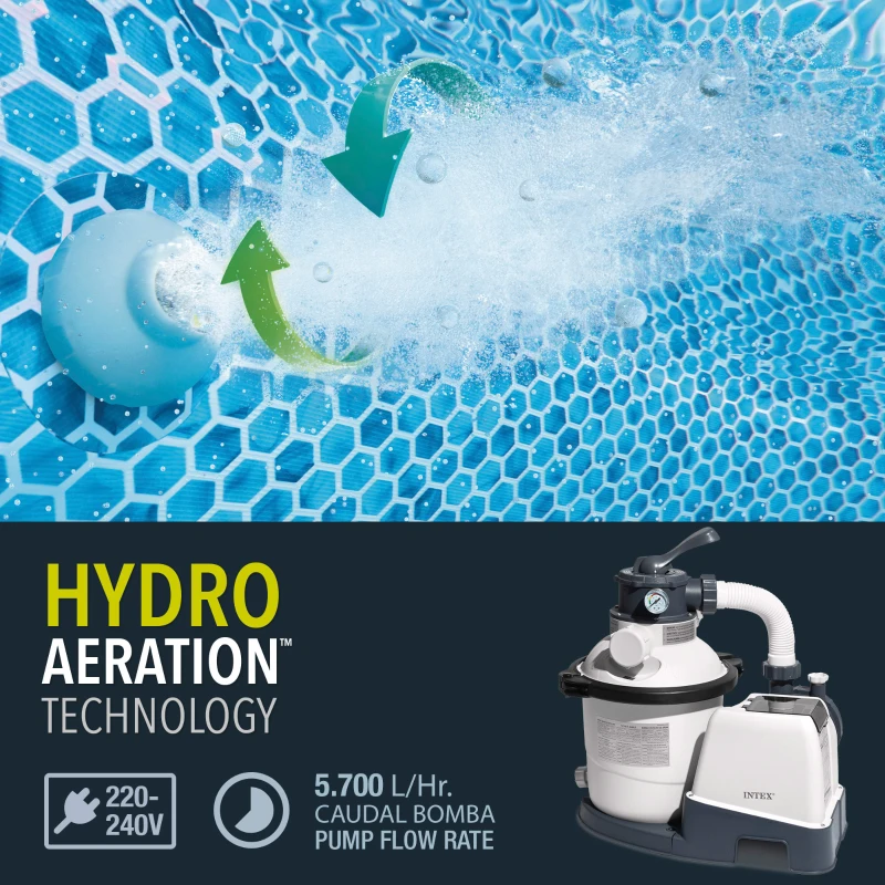 Depuradora de Arena Intex Krystal Clear 5.700 L/h 0,25 Hp, 60x41x32,5 Cm, Gris