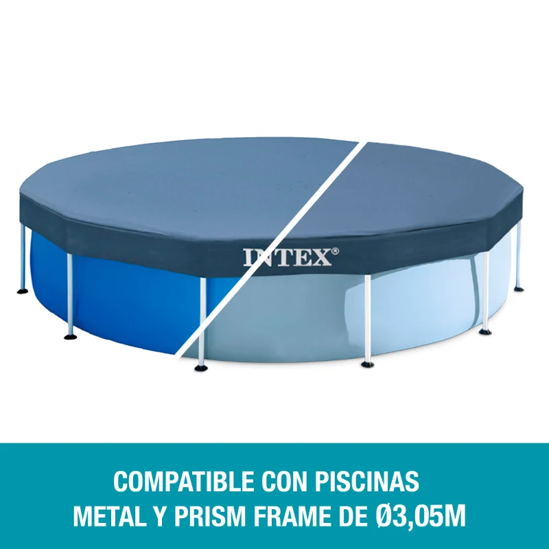 Cobertor Piscina Desmontable Intex para Metal y Prism Frame 305x305x25 Cm, Azul Marino
