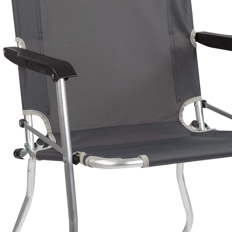 Silla Plegable Alta de Aluminio con Respaldo Fijo, 45x50x90 Cm, Gris Antracita