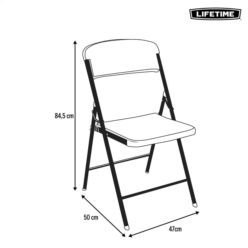 Silla Plegable Ultrarresistente, 47x50x84,5 Cm, Blanca