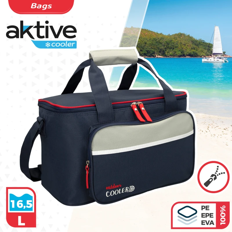 Nevera Portátil Blanda Aktive 16,5 L, 36x21x22 Cm, Azul Marino