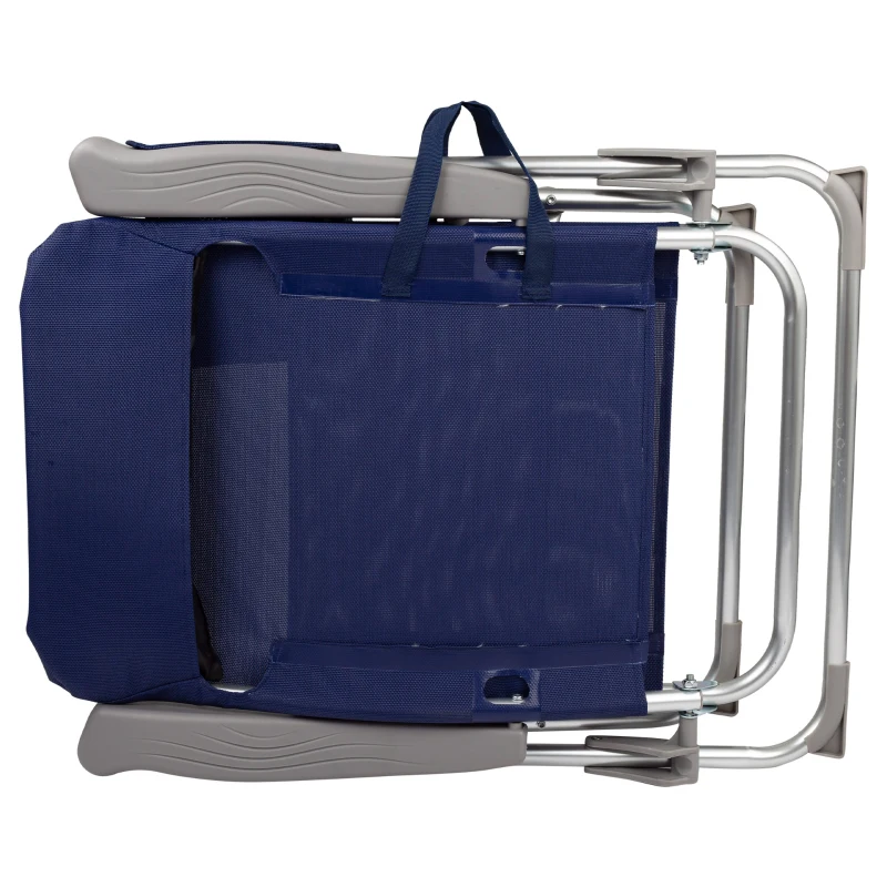 Silla de Playa Plegado Slim Multiposición con Cojín y Bolsillo, 47x58x87 Cm, Azul Marino