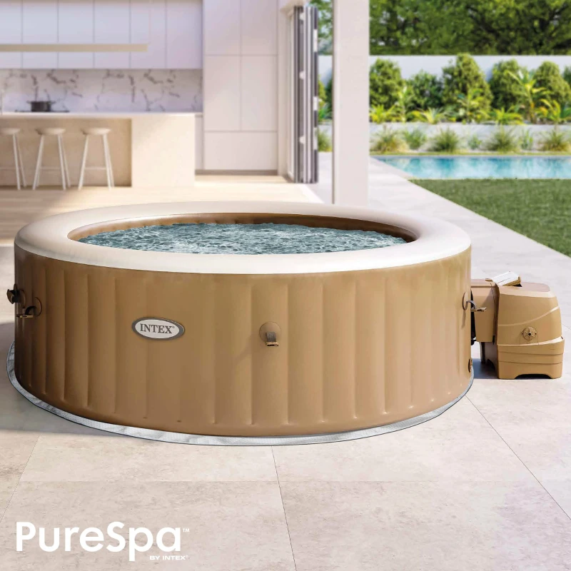 Spa Hinchable INTEX PureSpa Bubble Massage 4 Plazas, Ø216x71 Cm, Crema