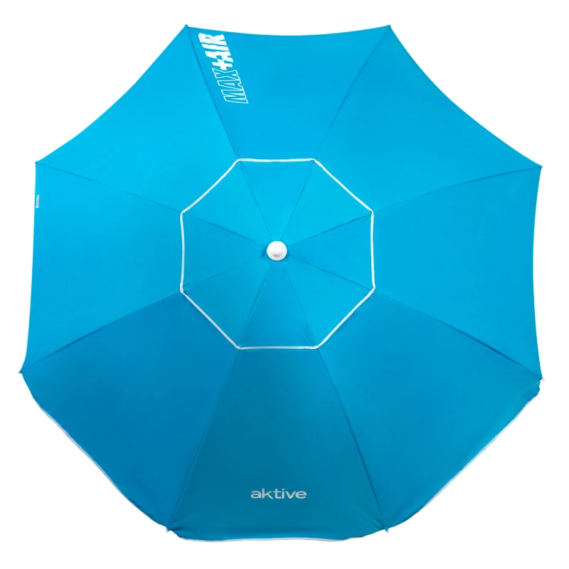 Sombrilla Playa Antiviento 8 Varillas, Ø220 Cm, Mástil Regulable 28/32 Mm, Azul