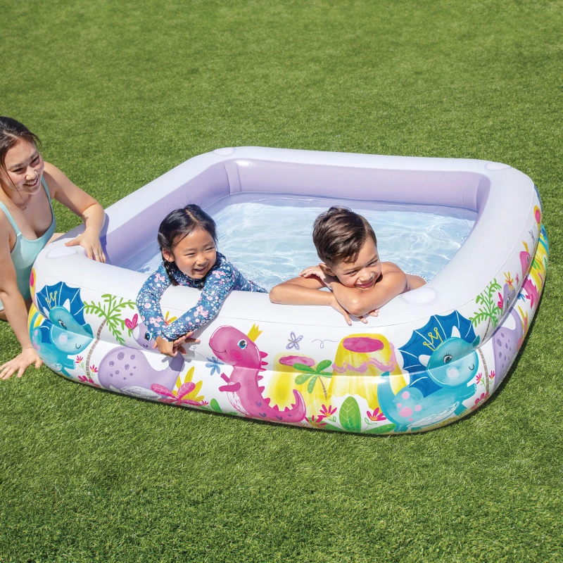 Piscina Hinchable Infantil con Toldo Extraíble, 157x157x122 Cm, Blanco y Lila