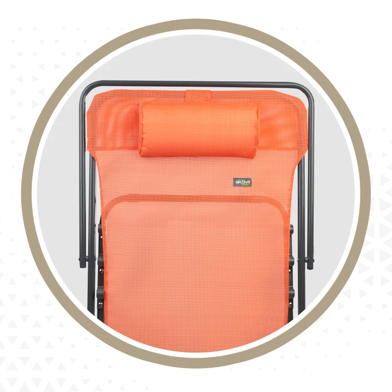 Silla Hamaca Plegable Multiposición con Cojín Aktive, 53x78x87 Cm, Naranja