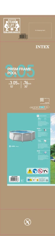 Piscina Desmontable Prisma Frame Intex con Estructura Metálica, 305x305x76 Cm, Gris
