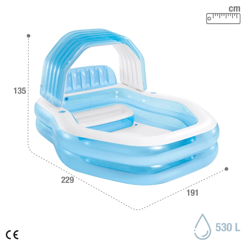 Piscina Hinchable Infantil con Sillón y Toldo, 229x191x135 Cm, Azul