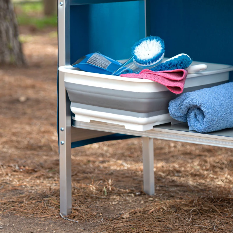 Armario Camping Plegable con Estructura de Aluminio, 110x38x88 Cm, Gris