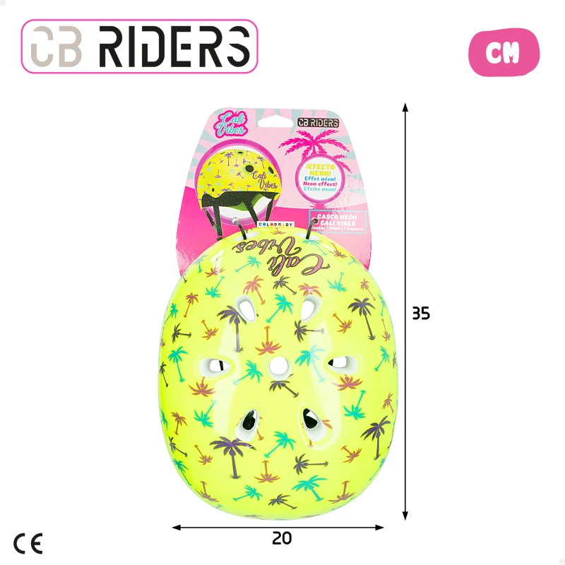Casco Infantil Ajustable CB Riders con Rueda Trasera y Cierre Regulable, 20x16x35 Cm, Amarillo Neón