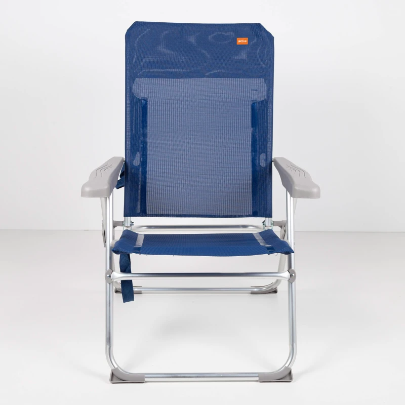 Silla de Playa Plegado Slim 6 Posiciones, 47x60x94 Cm, Azul Marino